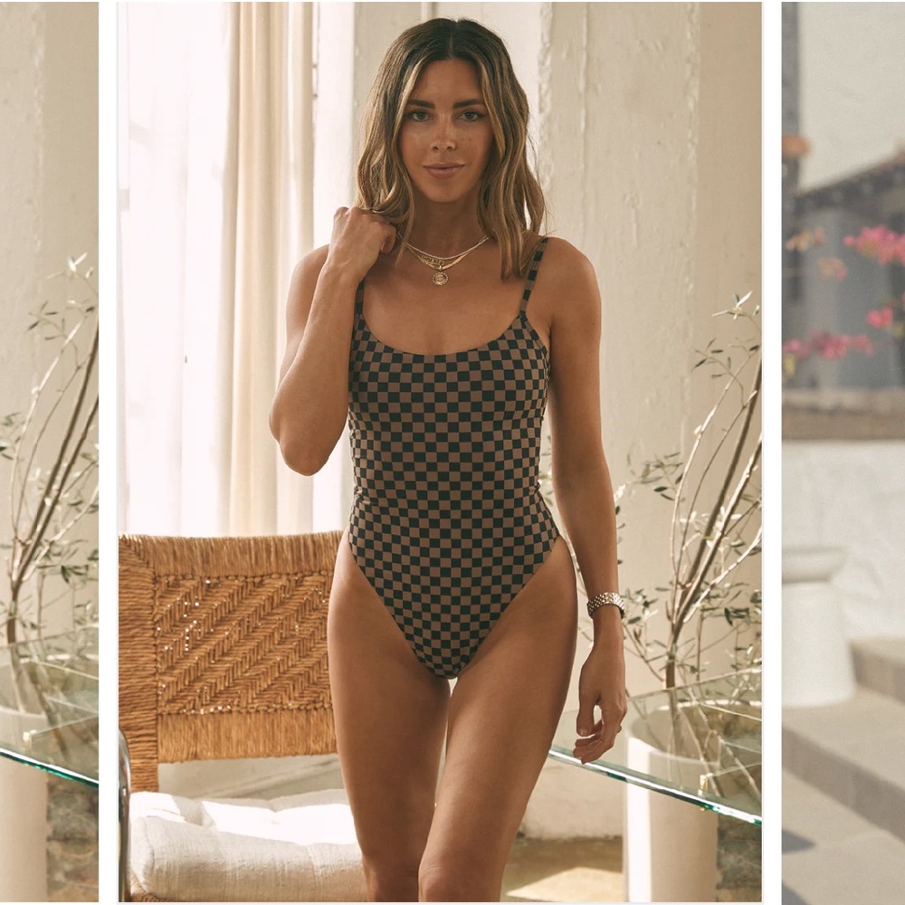 Tan + Lines NWT EILAT ONE PIECE - CHECKERED